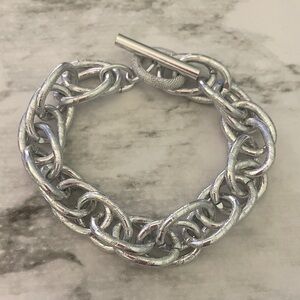 Chunky Silver Chain Toggle Bracelet